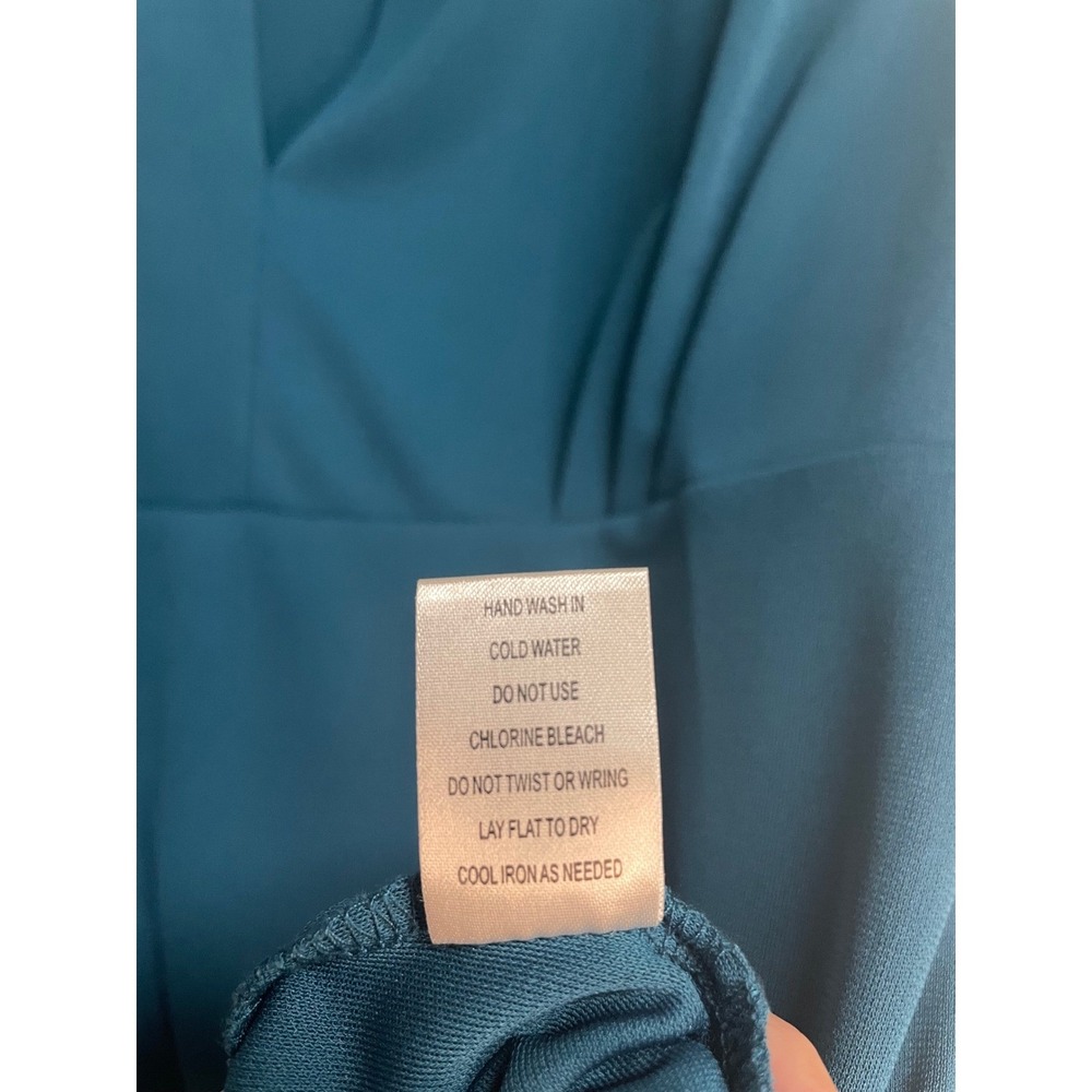 Debbie Shuchat, Turquoise, Short Sleeve, V-Neckline Blouse, Women's Size XL - Picture 4 of 4